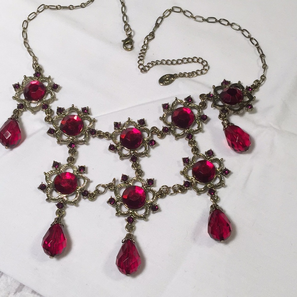 Robert Rose red and gold drop necklace